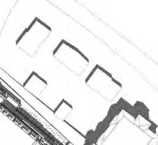 Cross-section through the building showing the stairwells and residential units