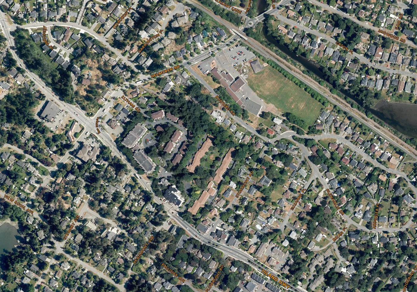 Aerial view map identifying the Pheasant Lane roundabout and Stormont/Rudyard road context