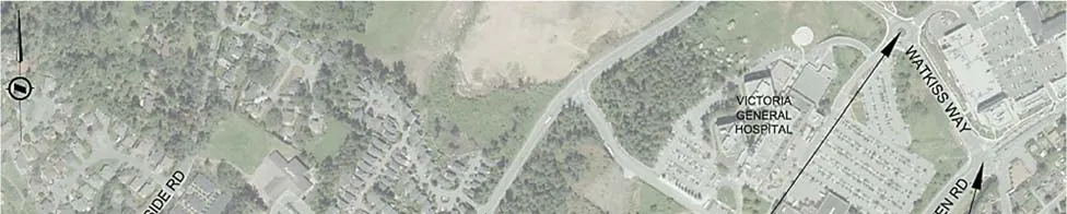 Aerial map showing Watkiss Way and Burnside Road area for PM Post-Development