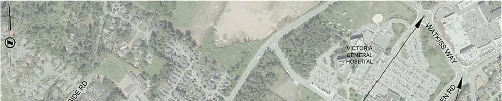 Aerial map showing Watkiss Way and Burnside Road area for 2028 AM Background