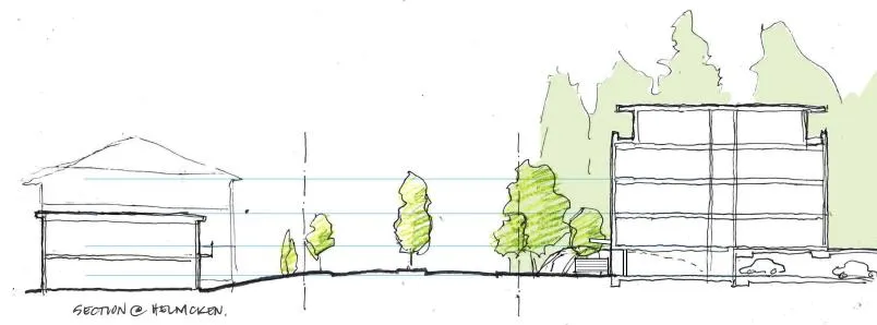 Architectural section drawing at Hidden Oaks interface