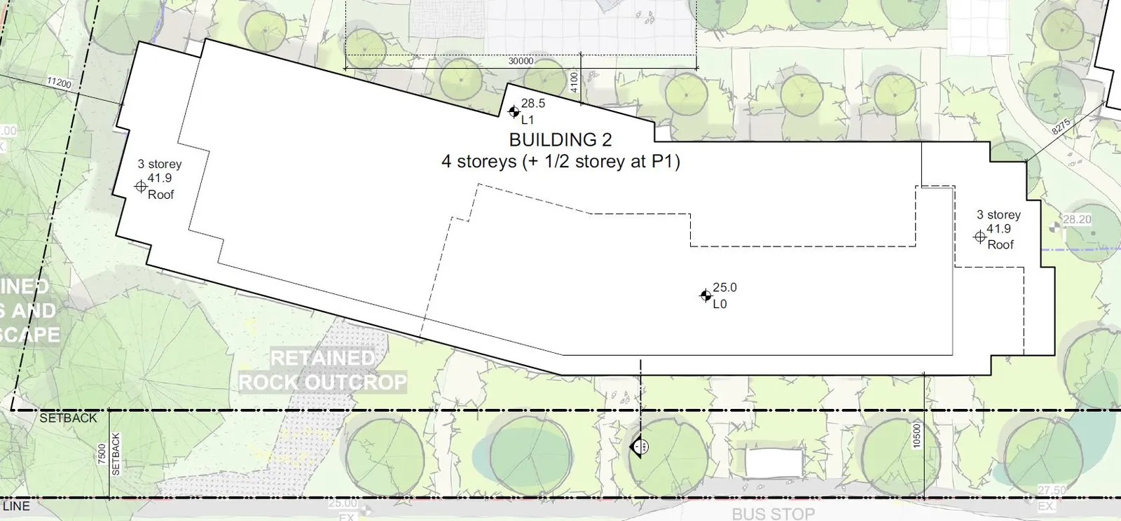 Building 1 height diagram