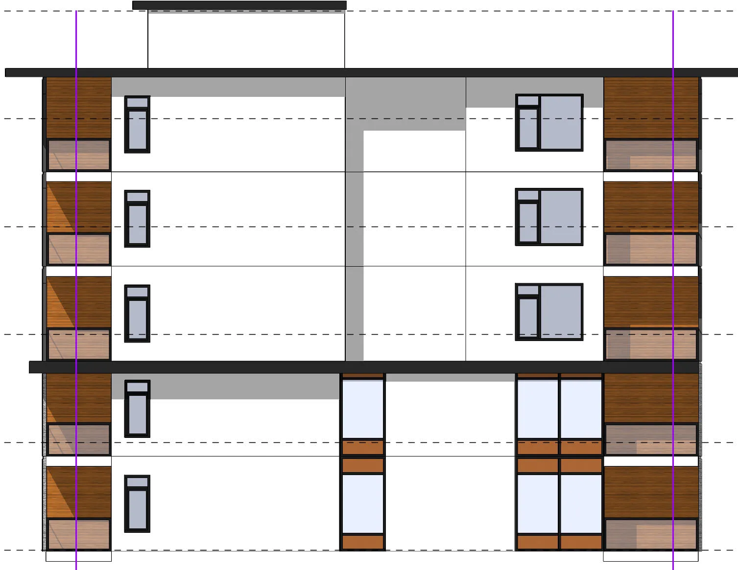 multi-story building section