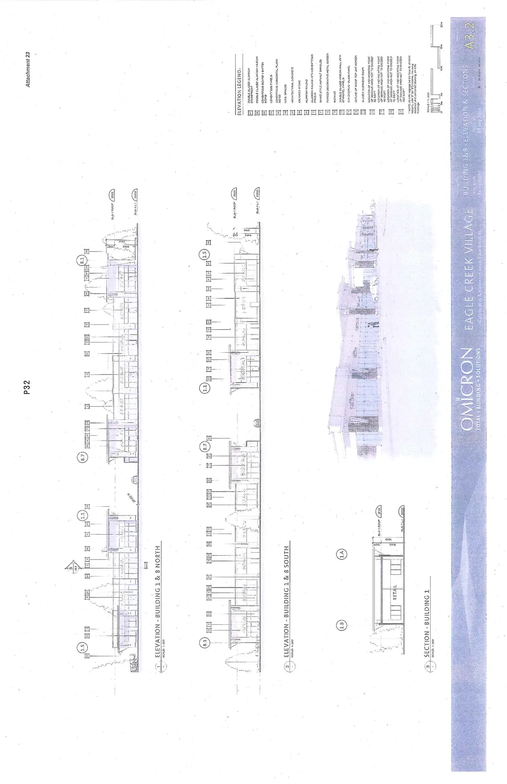 Elevation - Building 1 & 8 North architectural drawing
