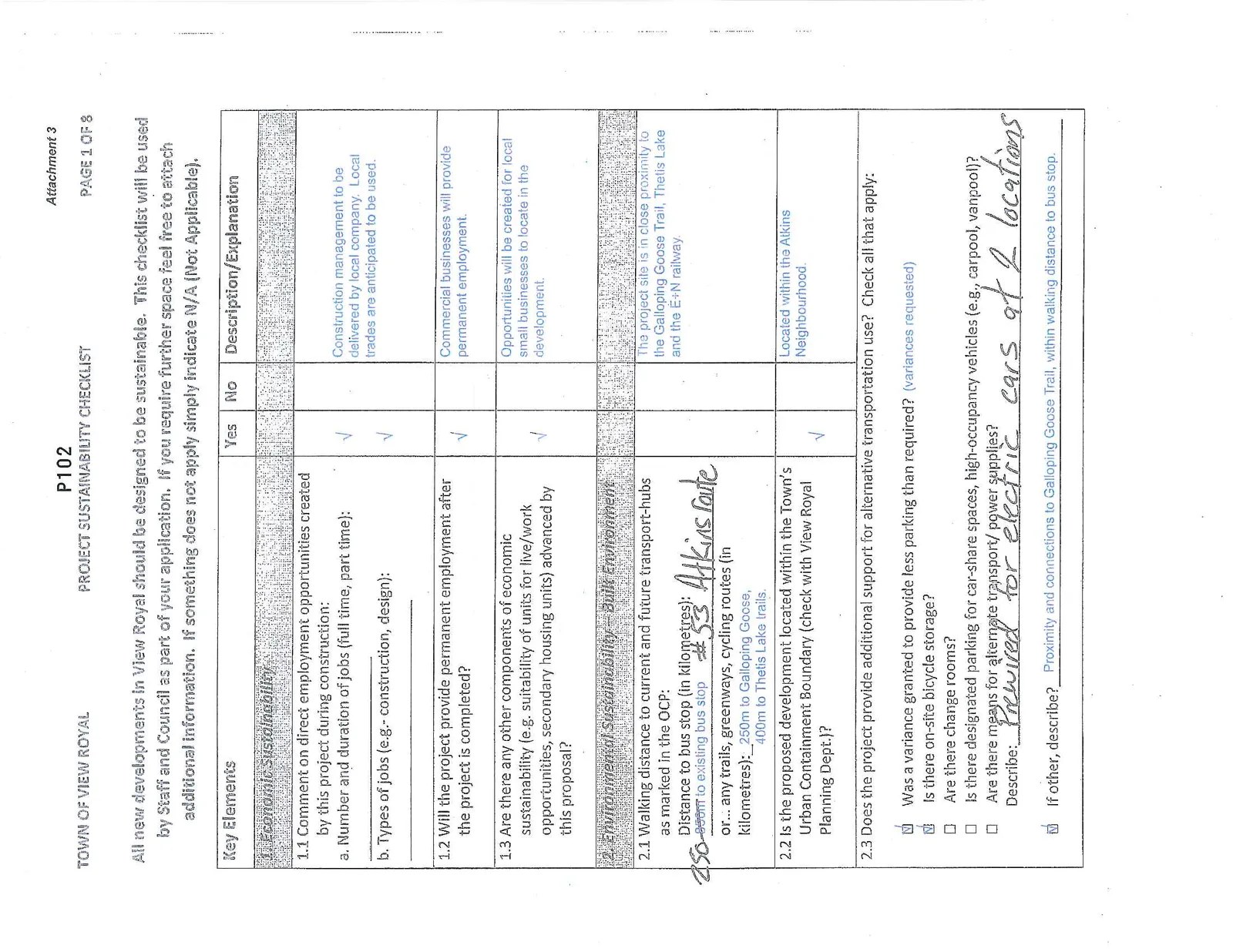 Project Sustainability Checklist Page 1