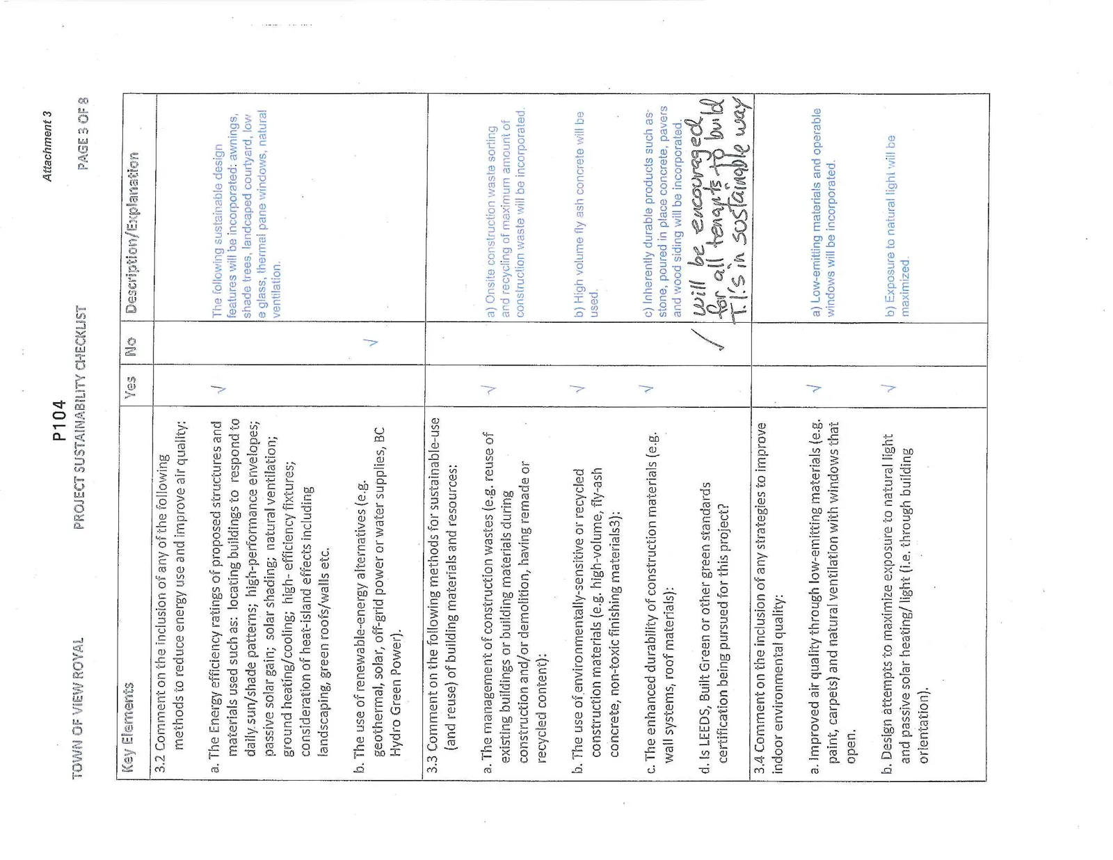 Project Sustainability Checklist Page 3