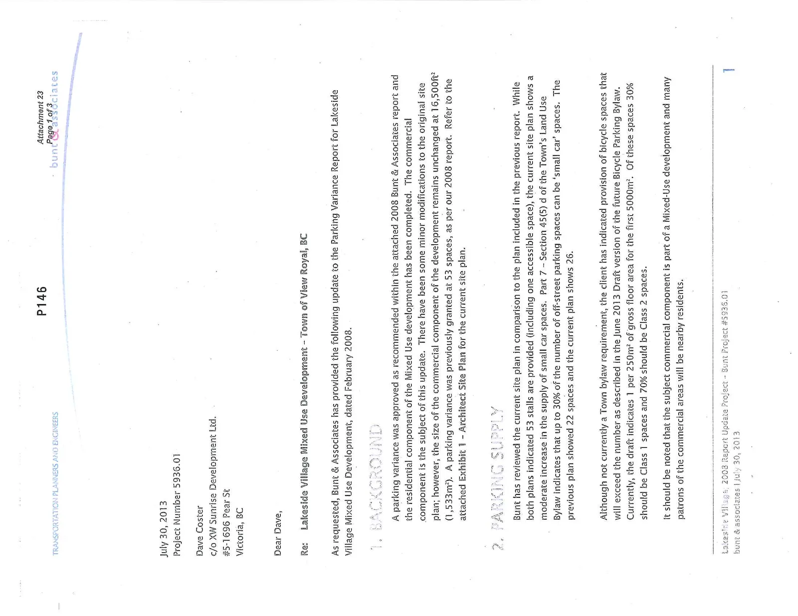 Letter regarding Lakeside Village Mixed Use Development update, page 1
