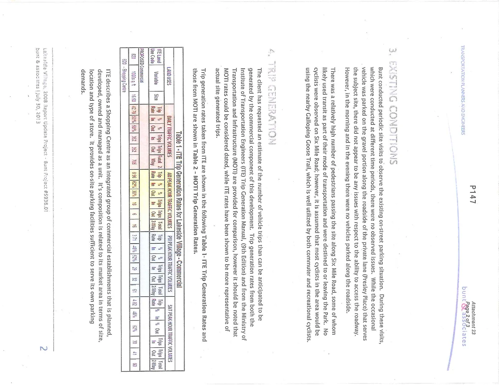 Table 1 - ITE Trip Generation Rates for Lakeside Village - Commercial