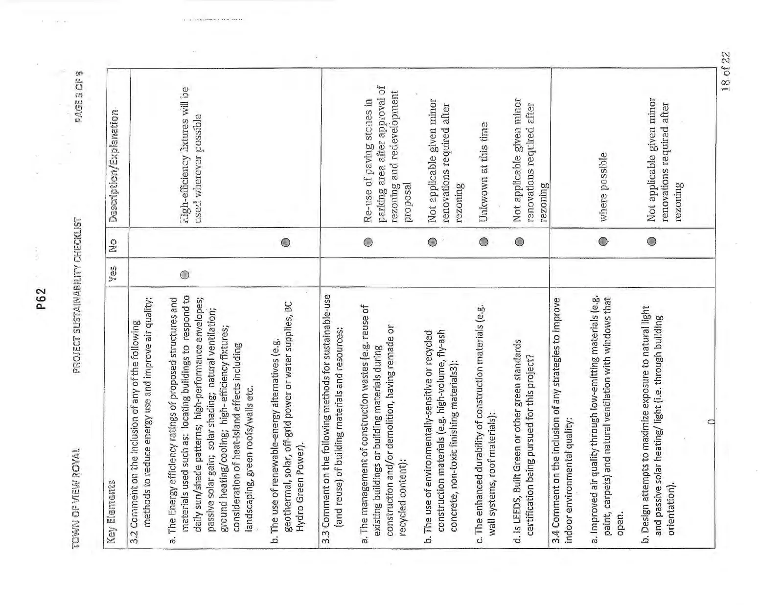 Page 3 of the checklist covering energy use, building materials, and indoor environmental quality.