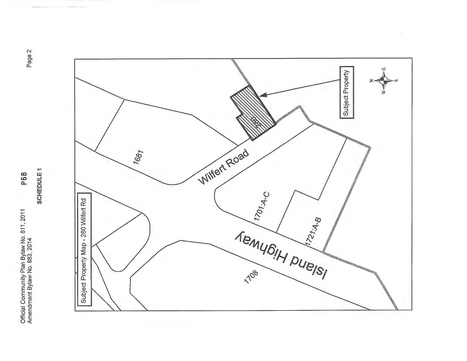 Subject Property Map for 280 Wilfert Rd showing the parcel location relative to Wilfert Road and Island Highway