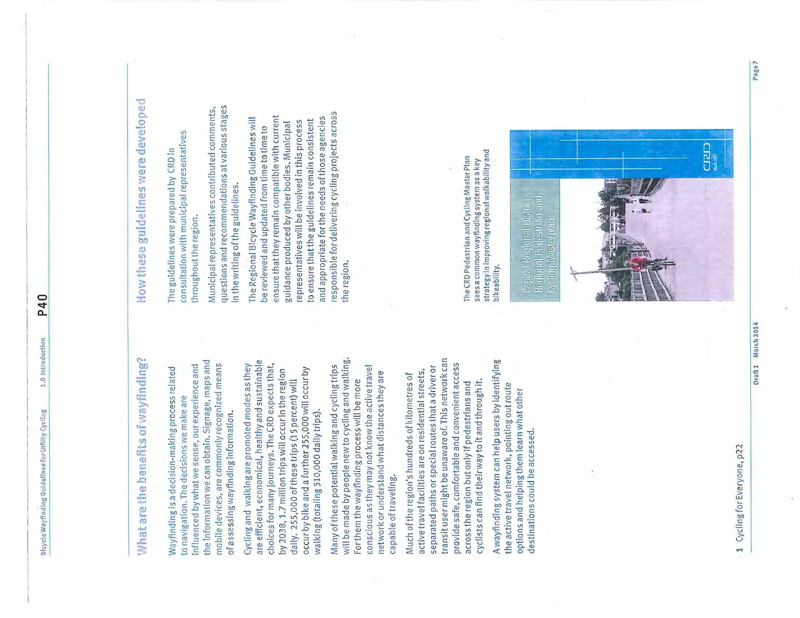 Photo of the cover of the Capital Regional District Regional Pedestrian and Cycling Masterplan