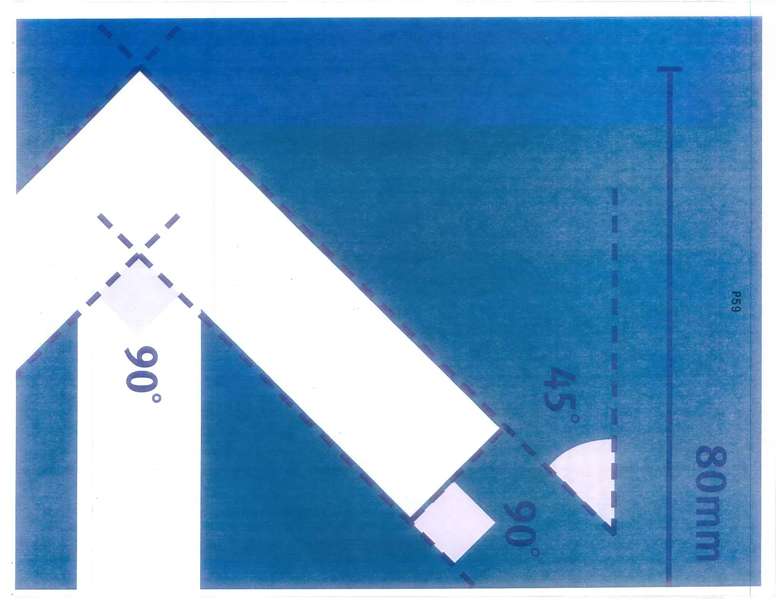Geometric diagram showing the design details of a directional chevron at 45° and 90° angles