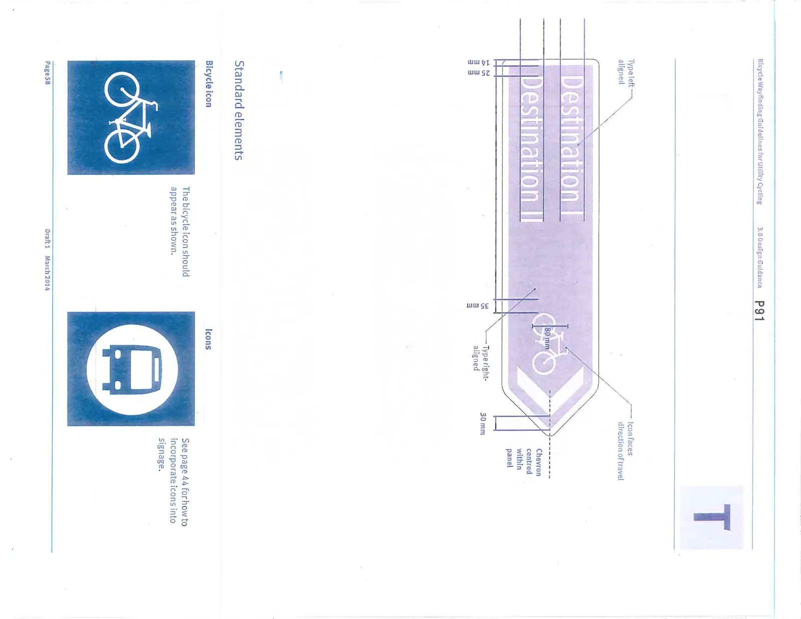 Technical details of the Turn Fingerboard arrow head and icons.