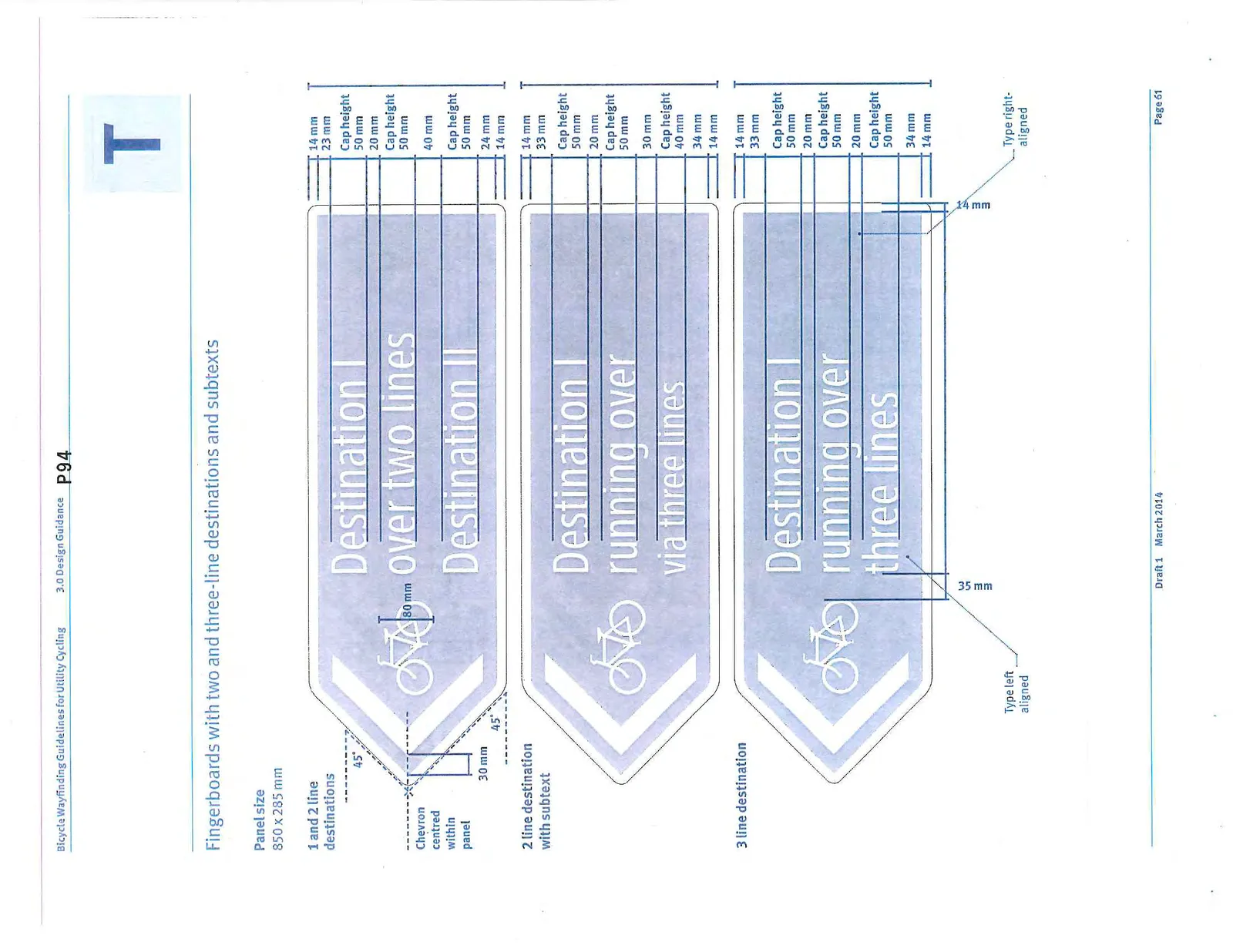 Dimensioned drawings for fingerboards with multi-line destination text.