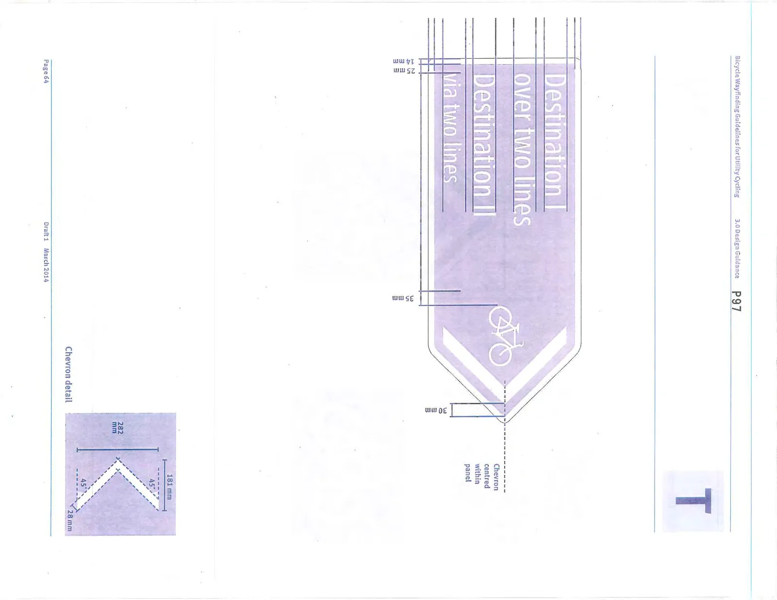 Detail dimensioning for a 282mm high chevron.