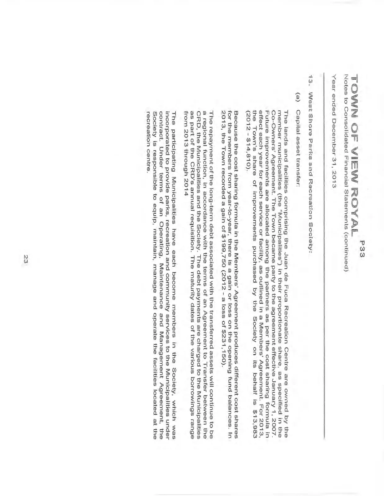 Note 13 - West Shore Parks and Recreation Society