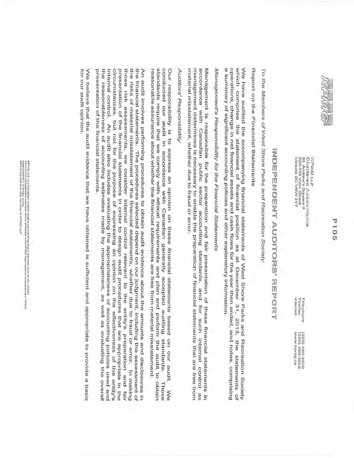 First page of the Independent Auditors' Report by KPMG.
