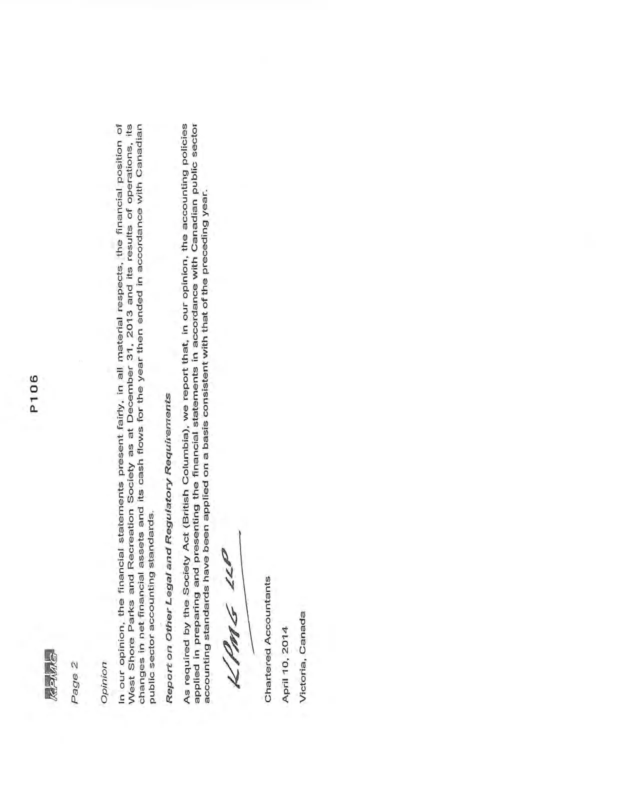 Second page of the Independent Auditors' Report containing the audit opinion.