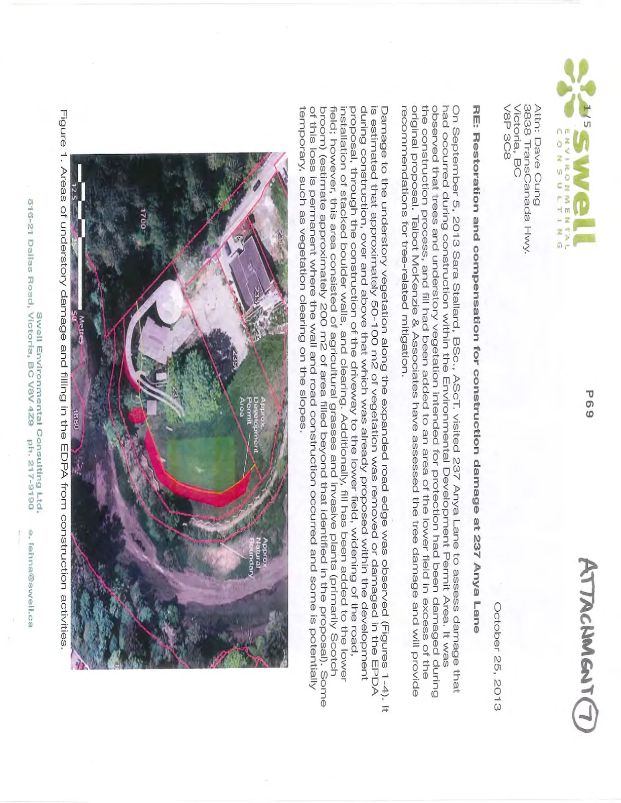 Aerial map showing areas of understory damage and filling in the EDPA from construction activities (Figure 1)