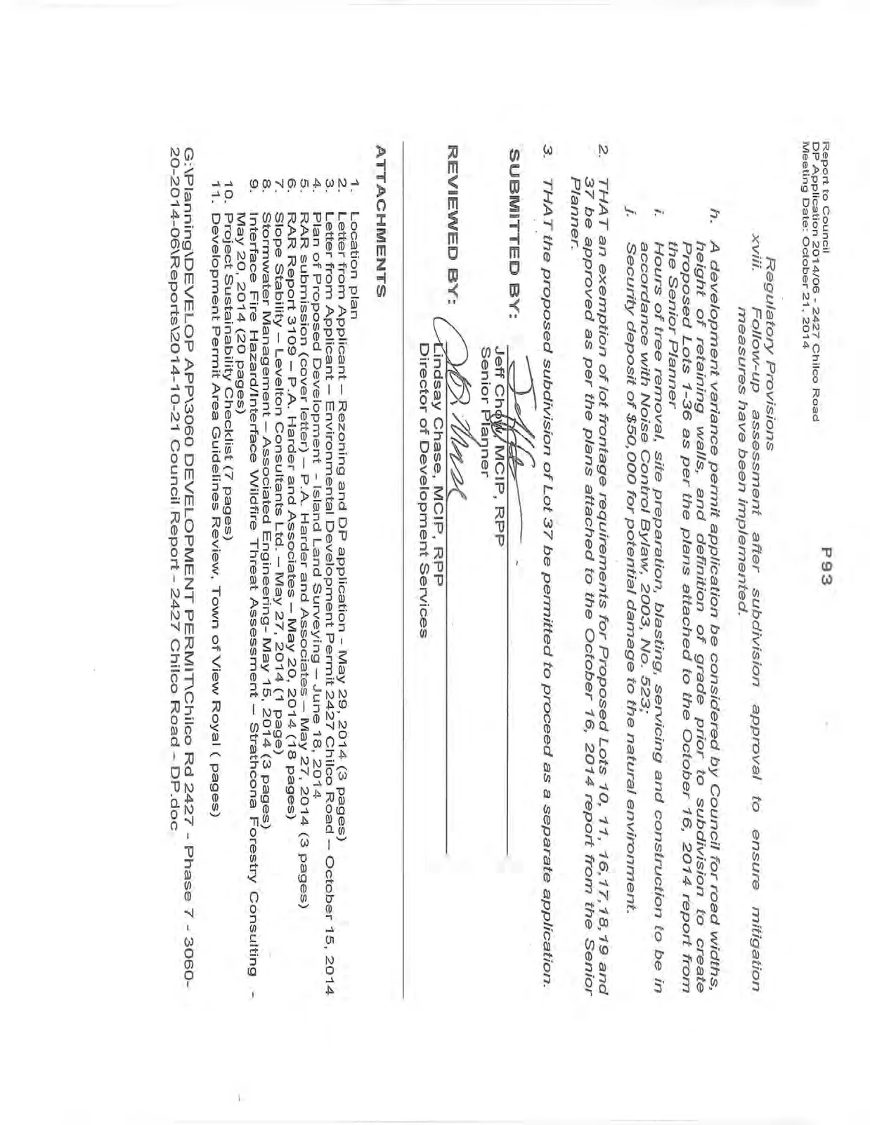 Final page of the report detailing regulatory provisions, the final recommendation points, and the list of attachments.