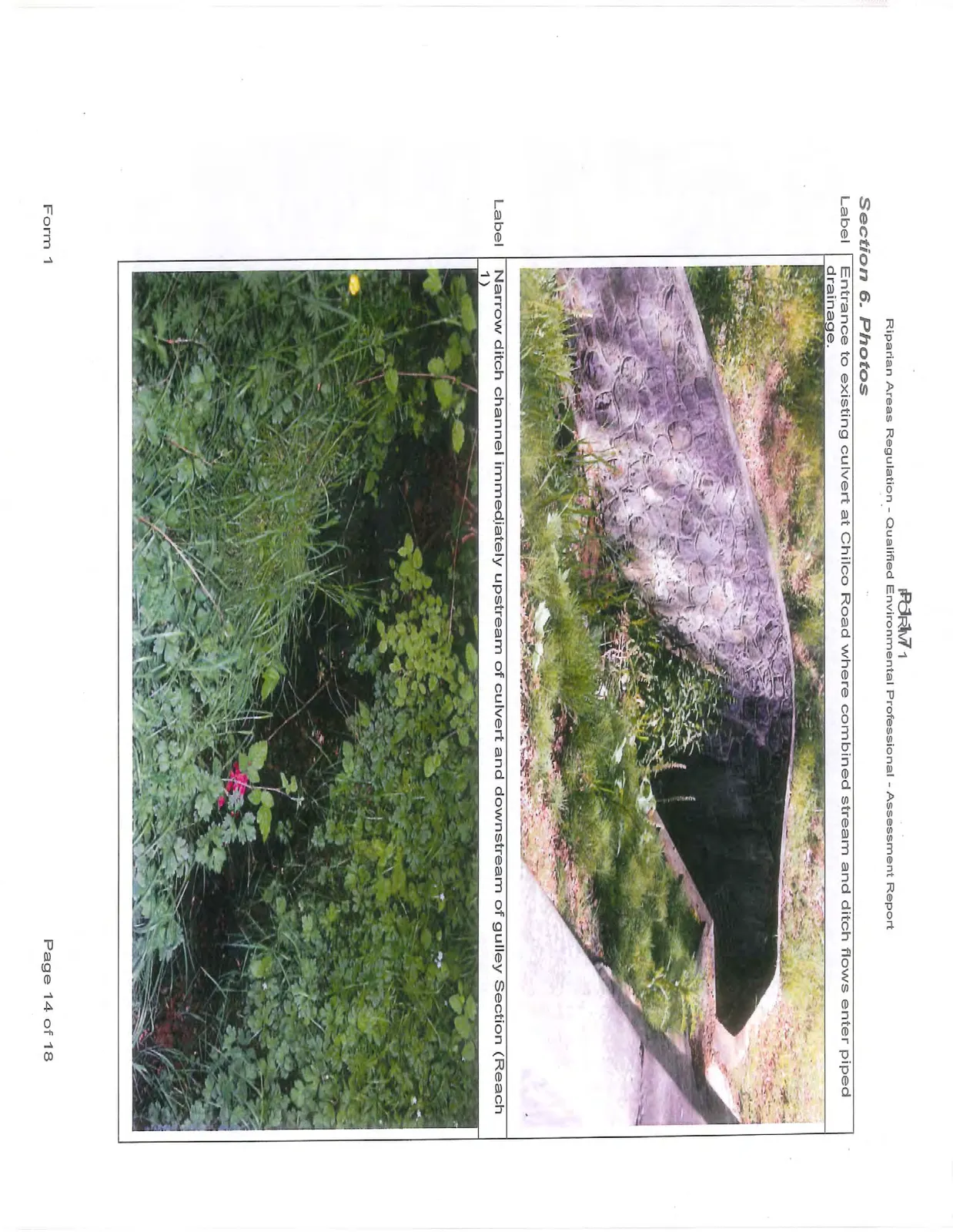 Section 6. Photos - Culvert and Ditch