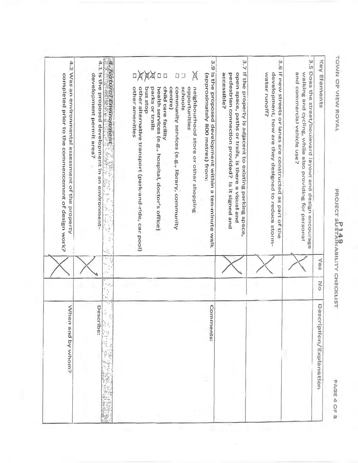 Fourth page of the checklist covering Layout, Proximity to Amenities, and start of Natural Environment.