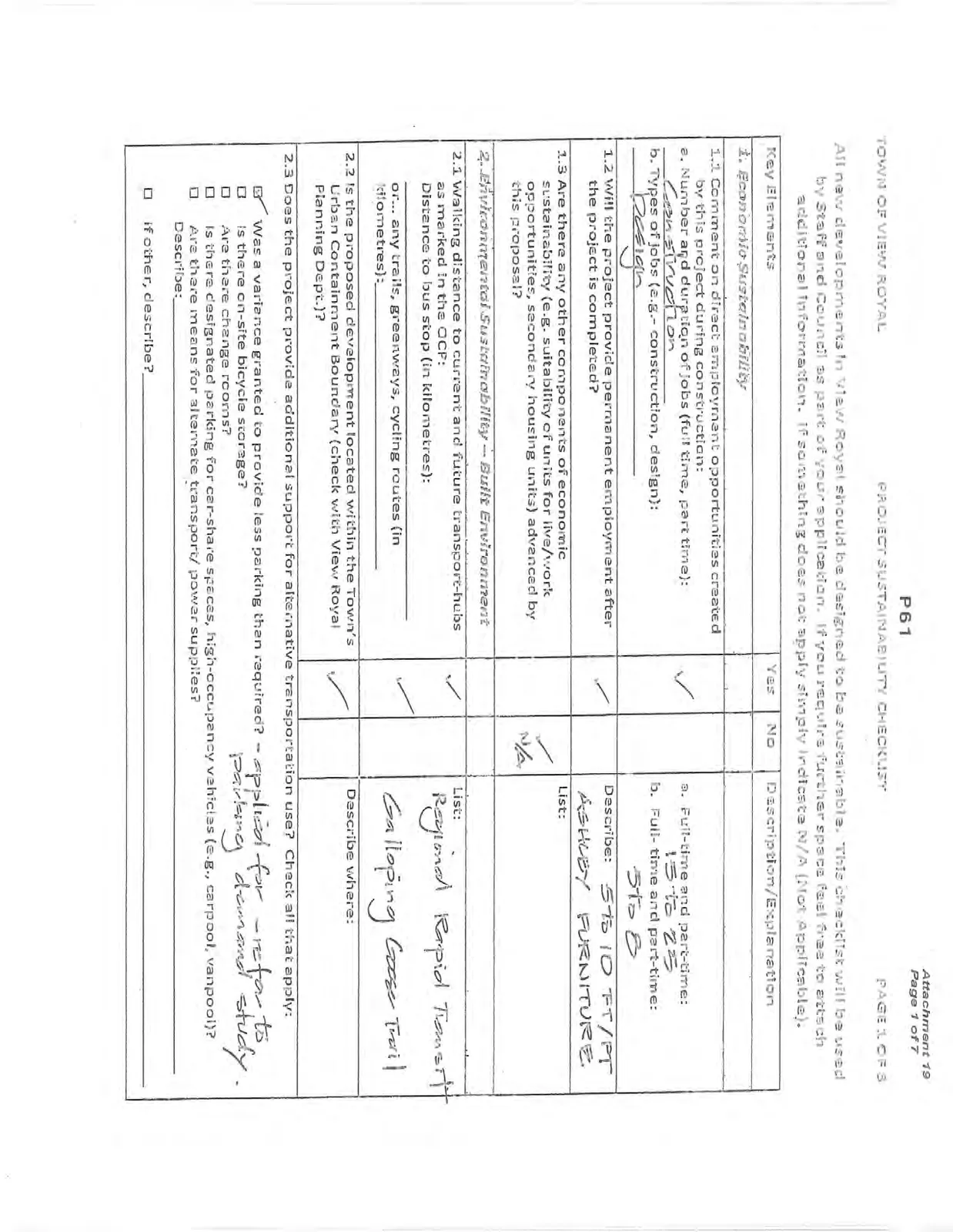 Project Sustainability Checklist - Page 1