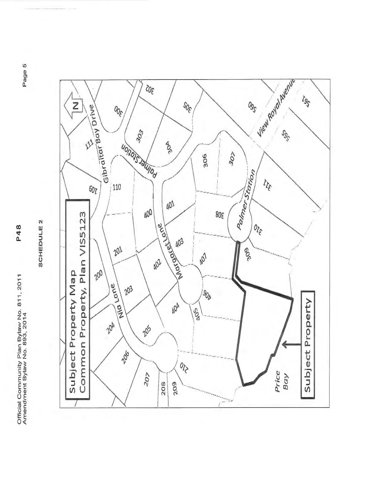Subject Property Map of Common Property, Plan VIS5123, showing the property location near Price Bay, Palmer Station, and Margaret Lane.
