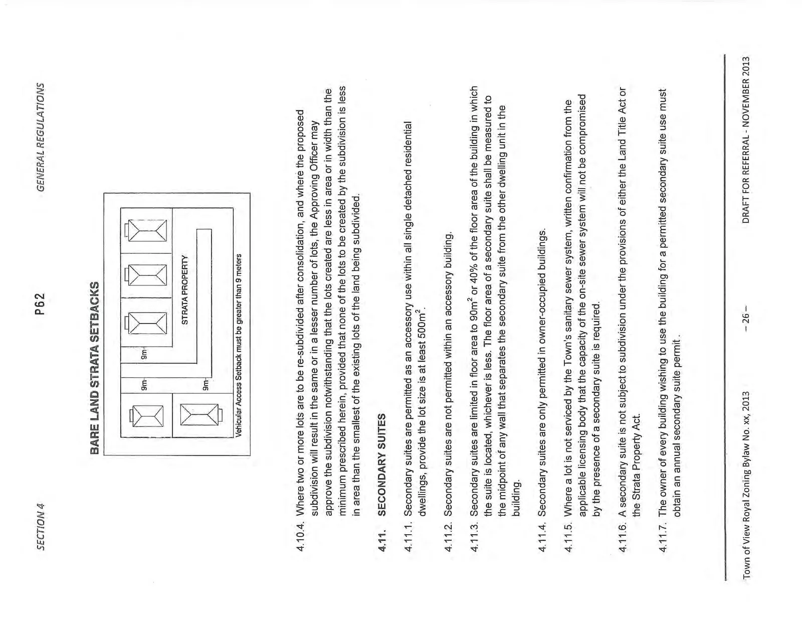 Diagram illustrating BARE LAND STRATA SETBACKS for vehicular access.