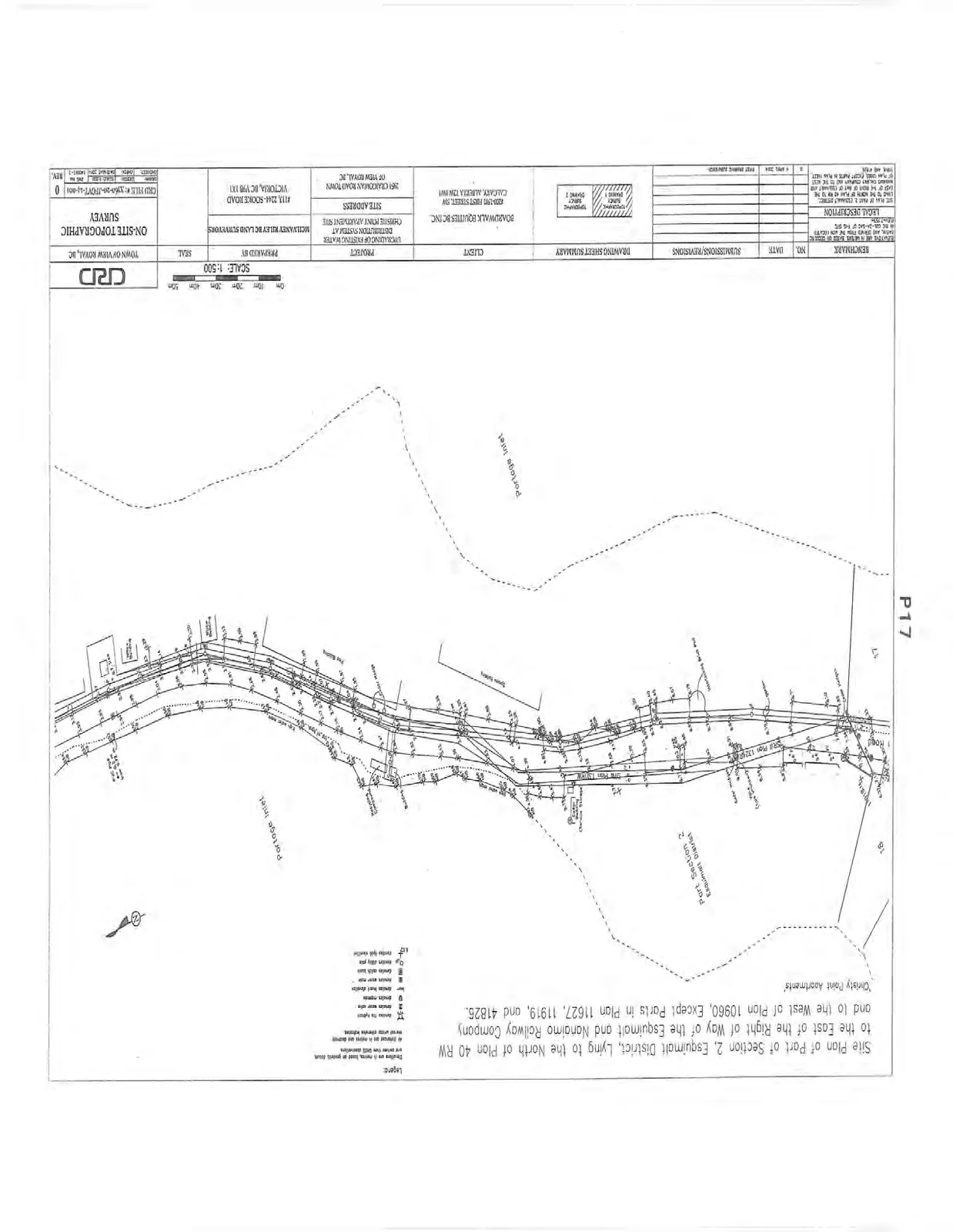 On-site topographic survey map showing Portage Inlet and property boundaries