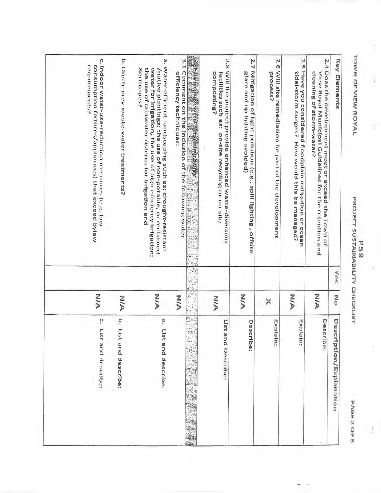 Page 2 of Project Sustainability Checklist