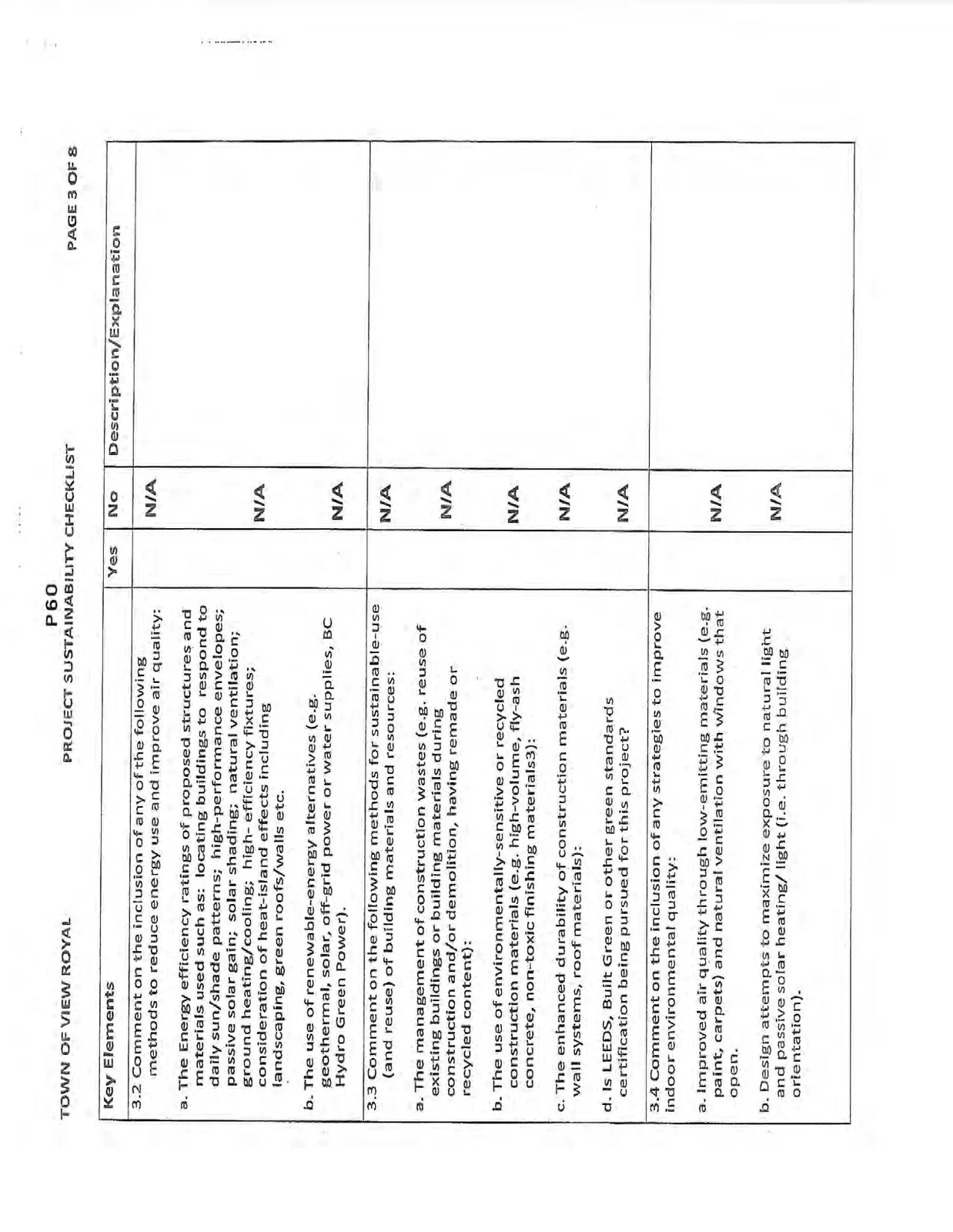 Page 3 of Project Sustainability Checklist