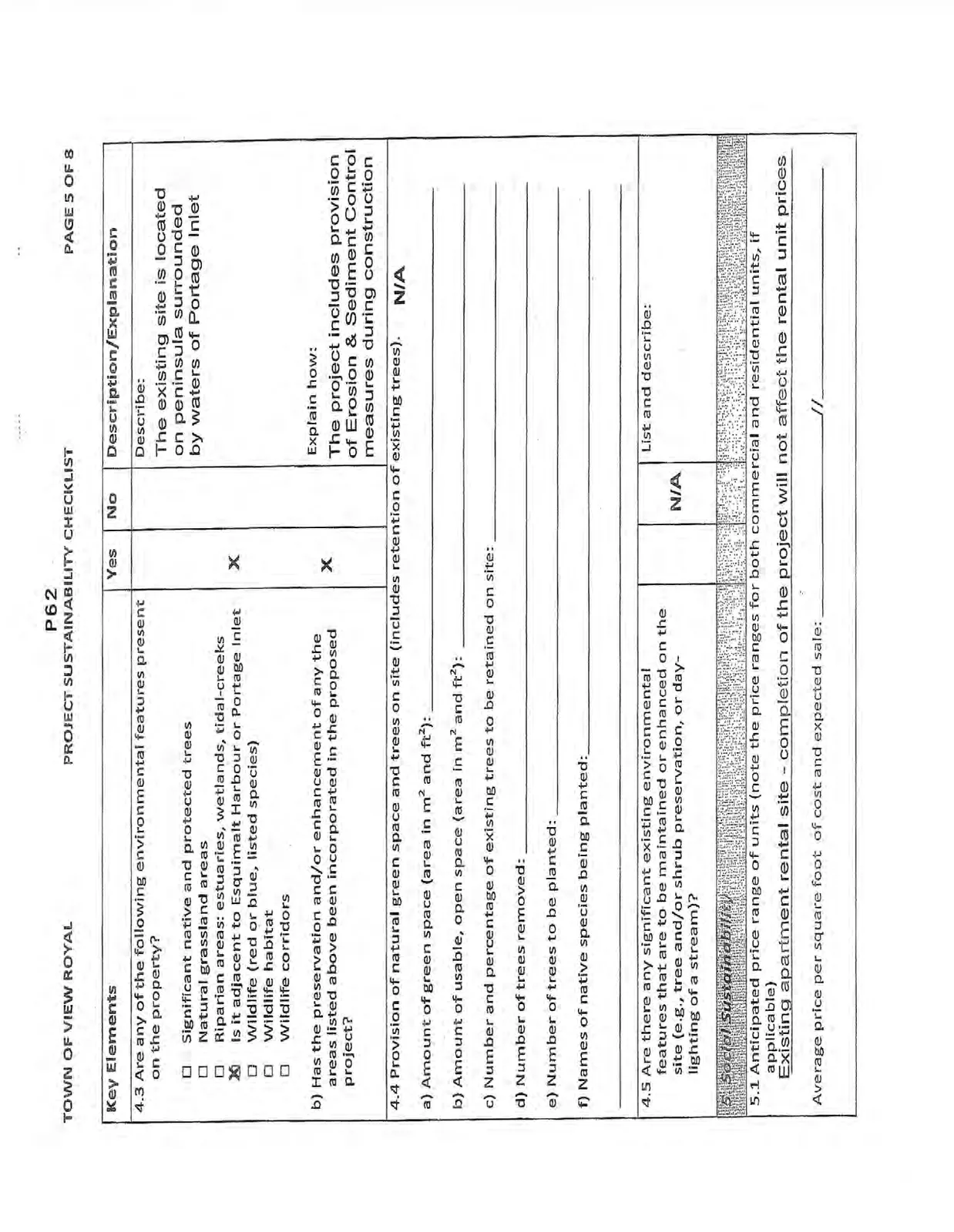 Page 5 of Project Sustainability Checklist
