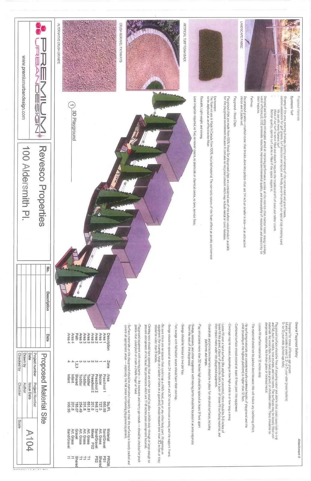 3D perspective rendering of the proposed playground area.