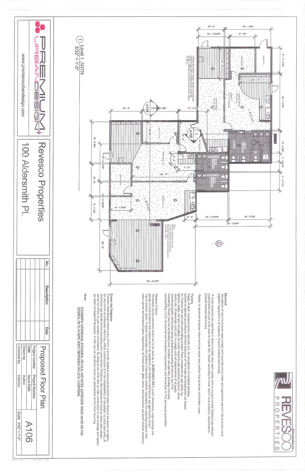 Detailed architectural floor plan for Level 1 ANTN, showing room layouts for Preschool classrooms, a medical room, and bathrooms with specific dimensions.