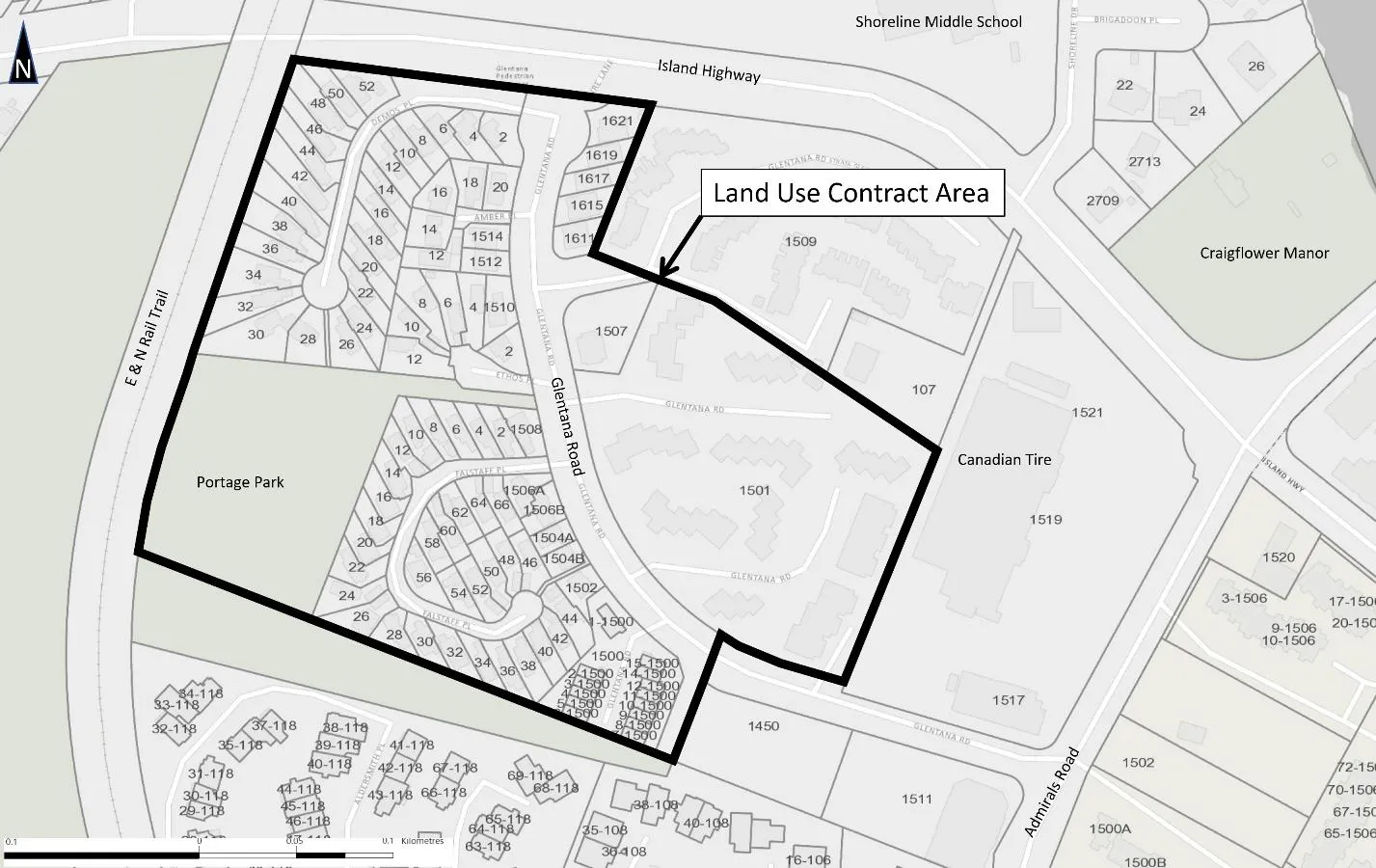 Map of The Glentana Village Land Use Contract area