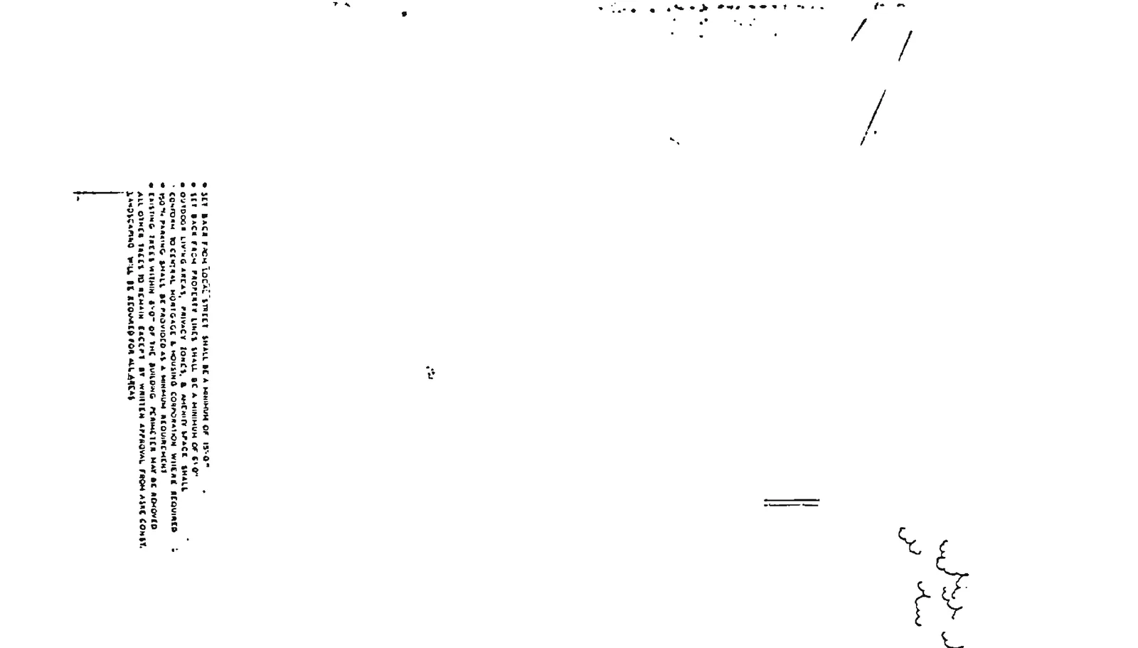 Detailed list of site requirements and development notes for townhouse units