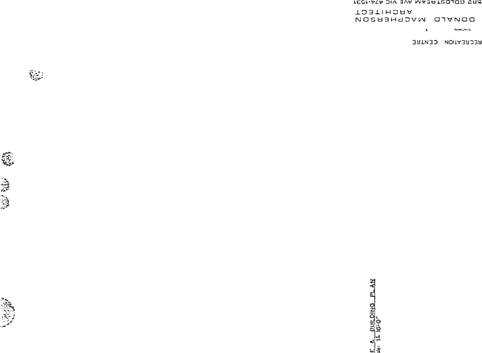Project title block containing architect details and drawing labels
