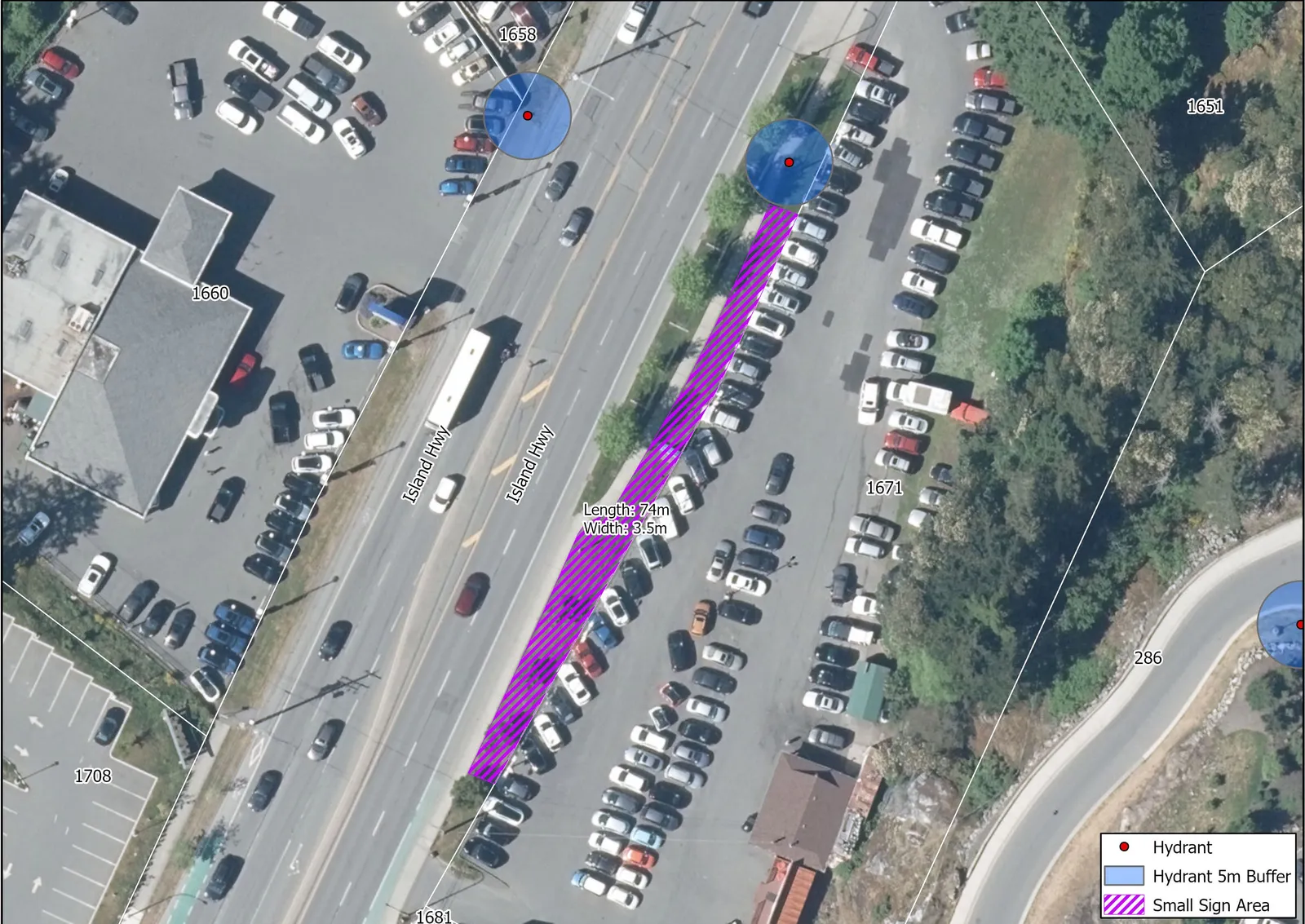 Aerial map of Zone 10 on Island Hwy near Wilfert Rd.