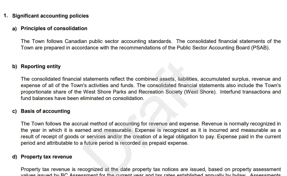 Excerpt of Note 1 - Significant accounting policies