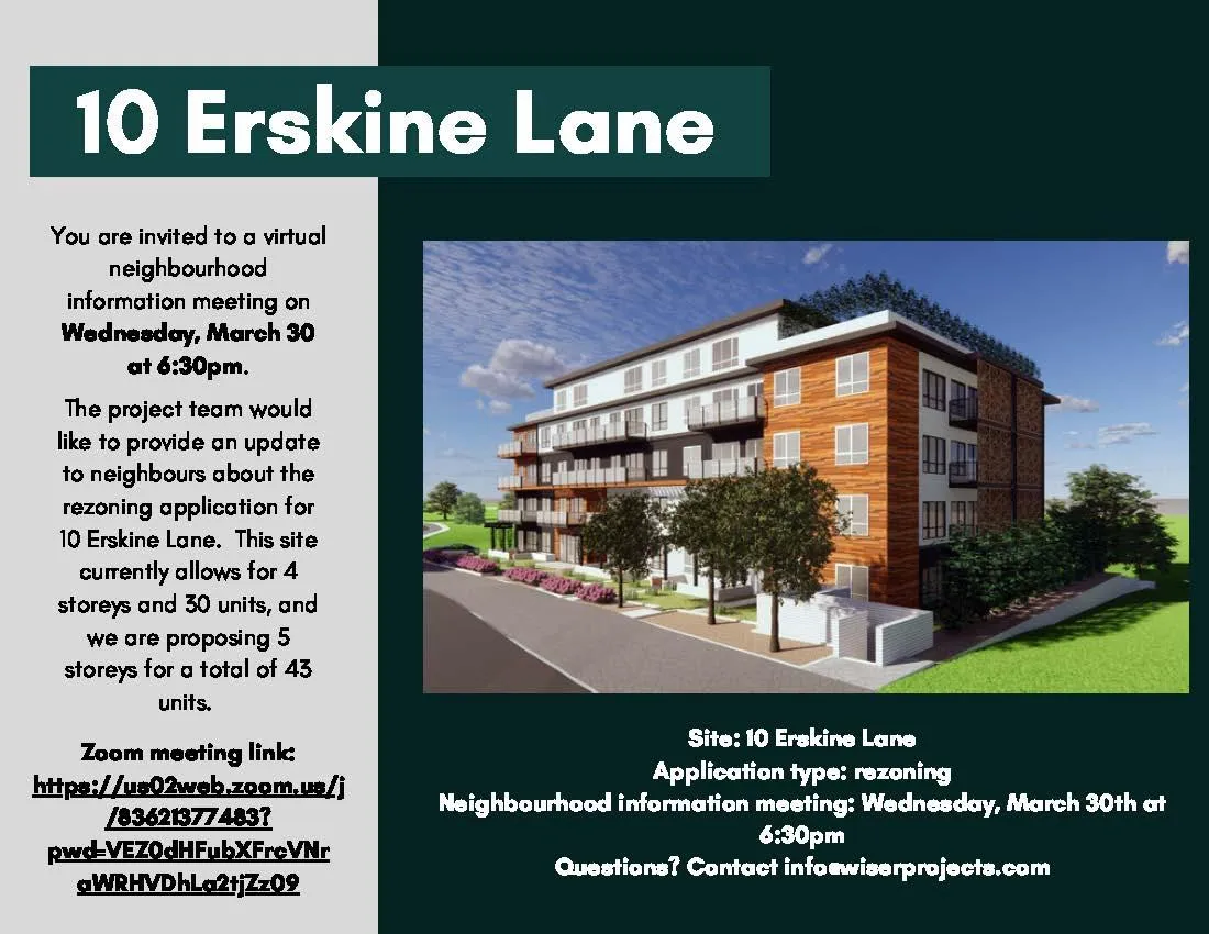 Rendering of a proposed five-storey residential building at 10 Erskine Lane