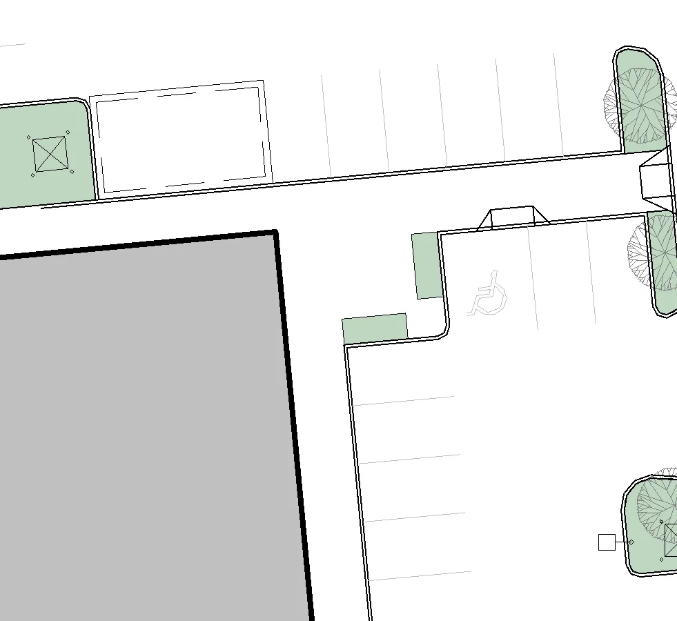 Detail of parking aisle and stalls