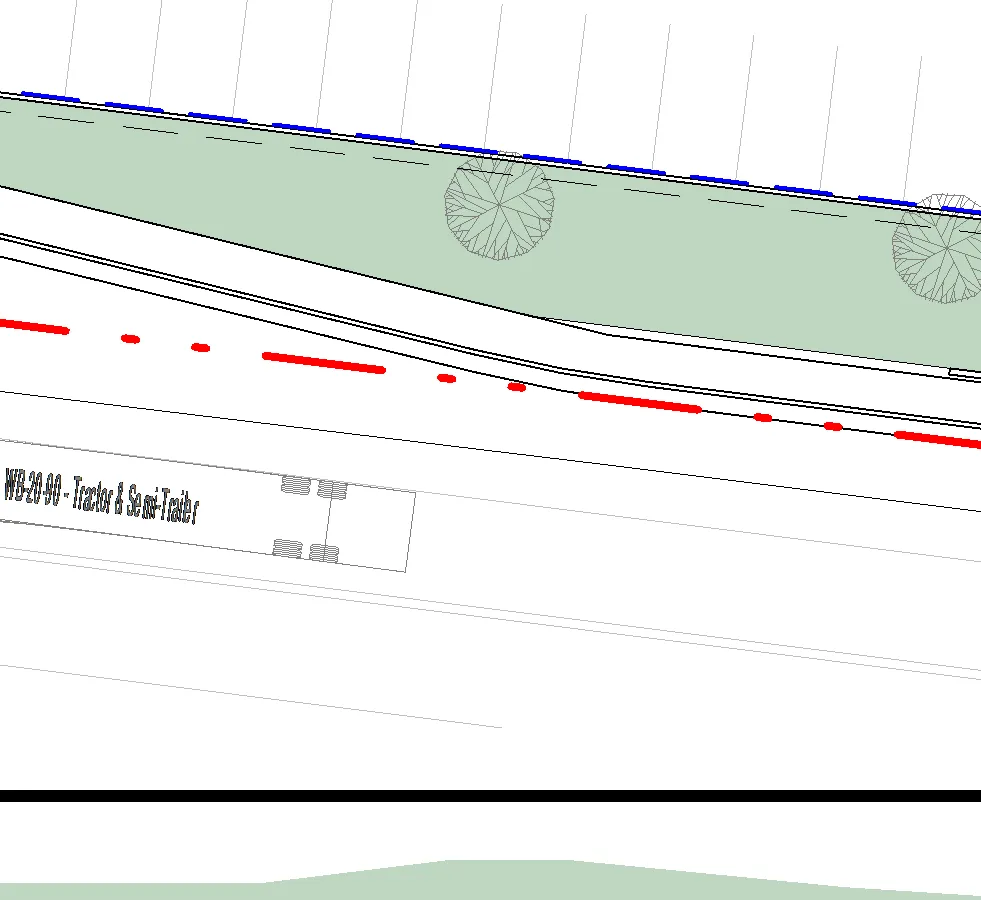 Detail of existing parking stall row