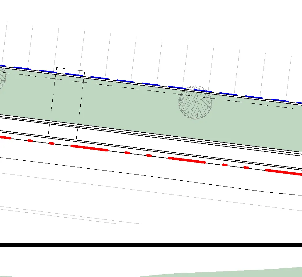Detail of Admirals Road markings
