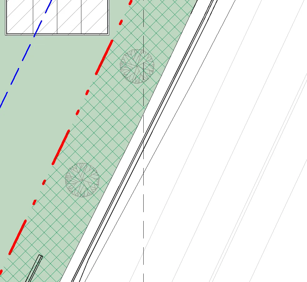 Detail of northern retaining wall section
