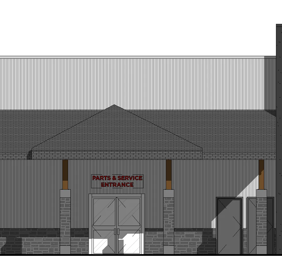 Partial enlarged view of Auto Centre and main storefront