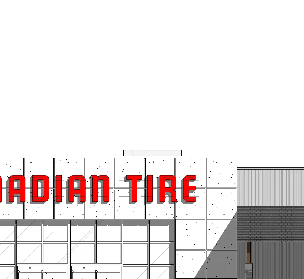 Detail of proposed glazed service bay doors