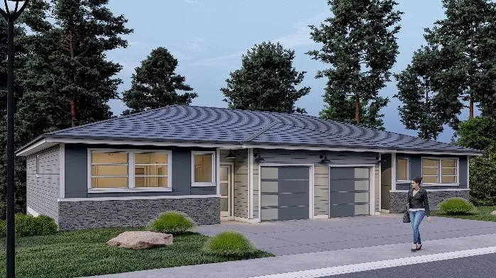 Rendering of earlier Phase 3 Block L with hip roofs