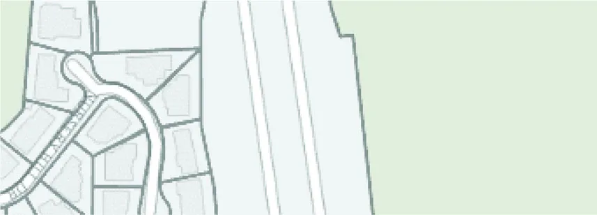 Map detail showing West Park Lane and residential building footprints