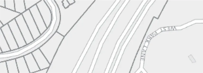 Map detail of roadway alignments and lot boundaries